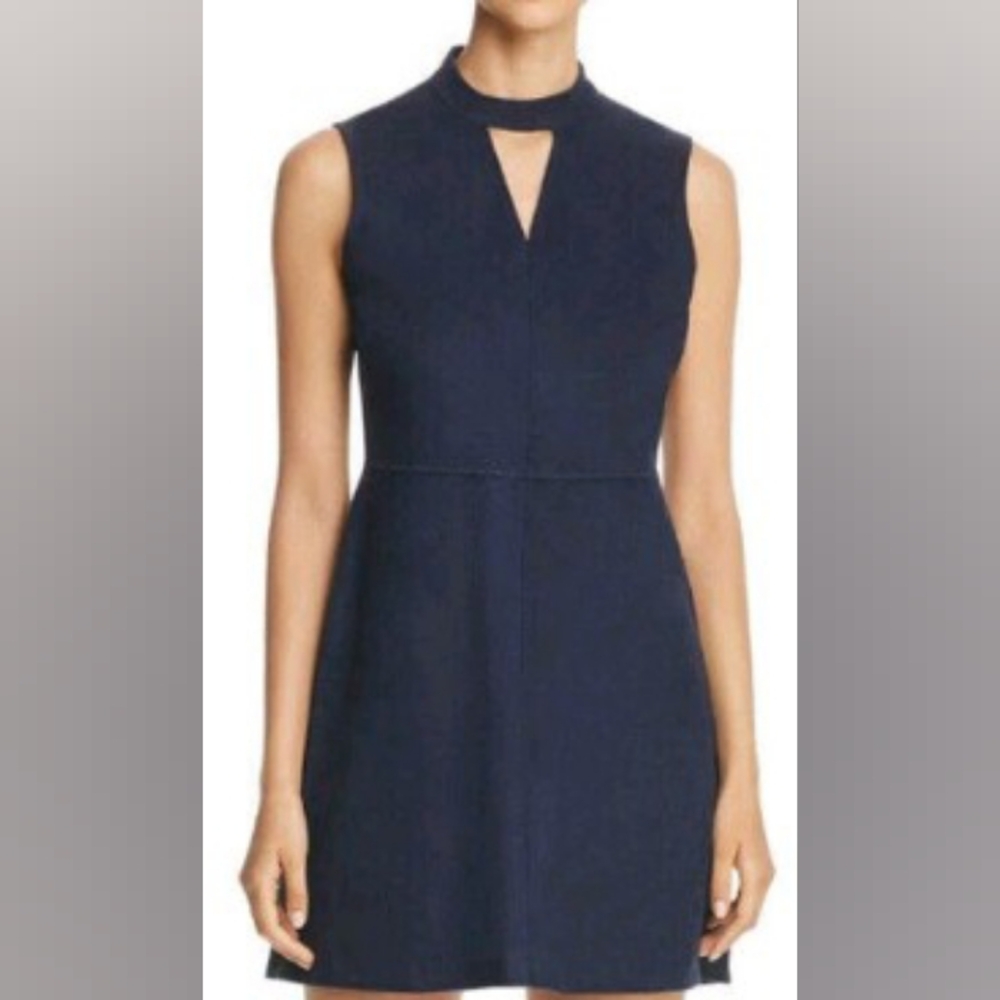 NWOT Lysse Faux Suede Dress Midnight Blue Mock Neck Sleeveless S
